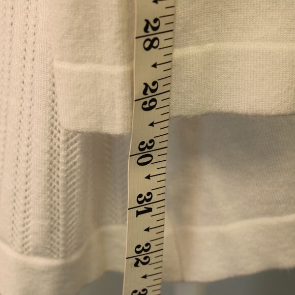 Karen Scott White Ribbed Knit Open Front Cardigan Sweater Size Large Very Good - Picture 4 of 6